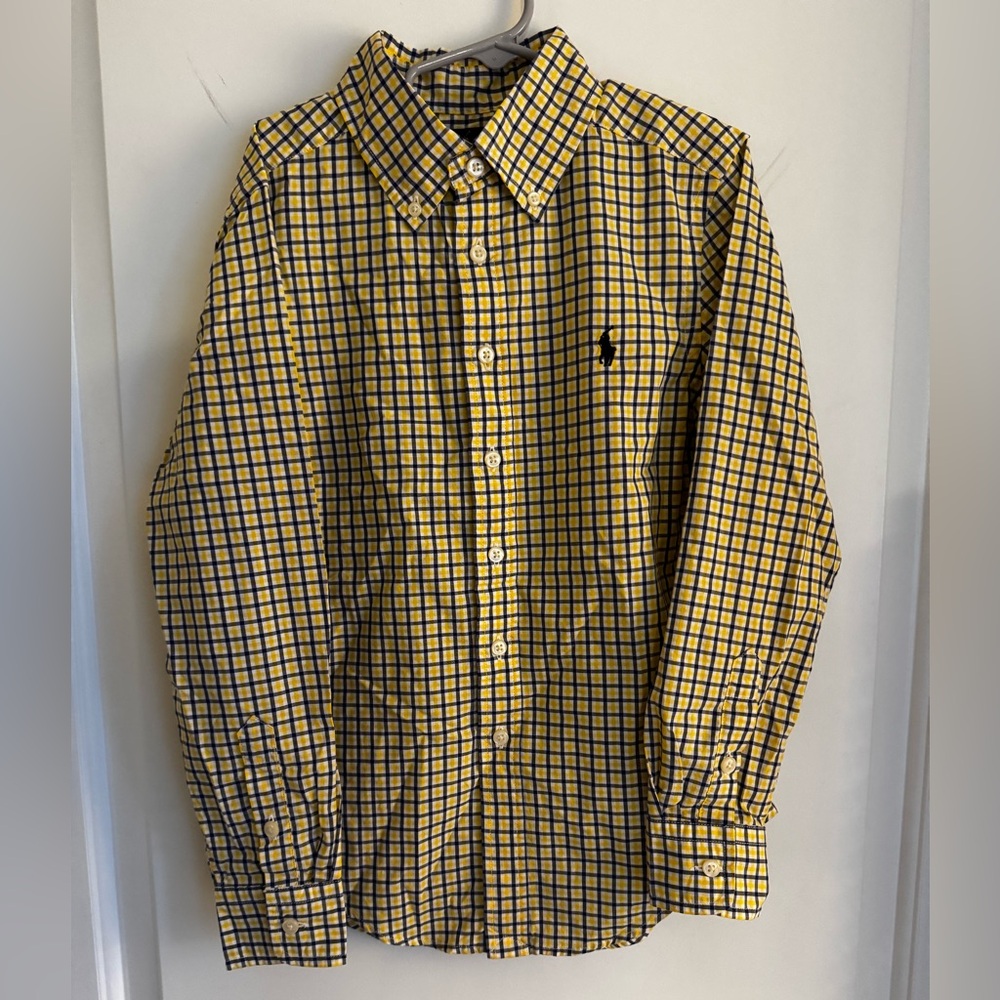 Ralph Lauren Boys Yellow & Blue Check Button-Down | Size 8